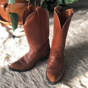 Insulated leather cowboy boots